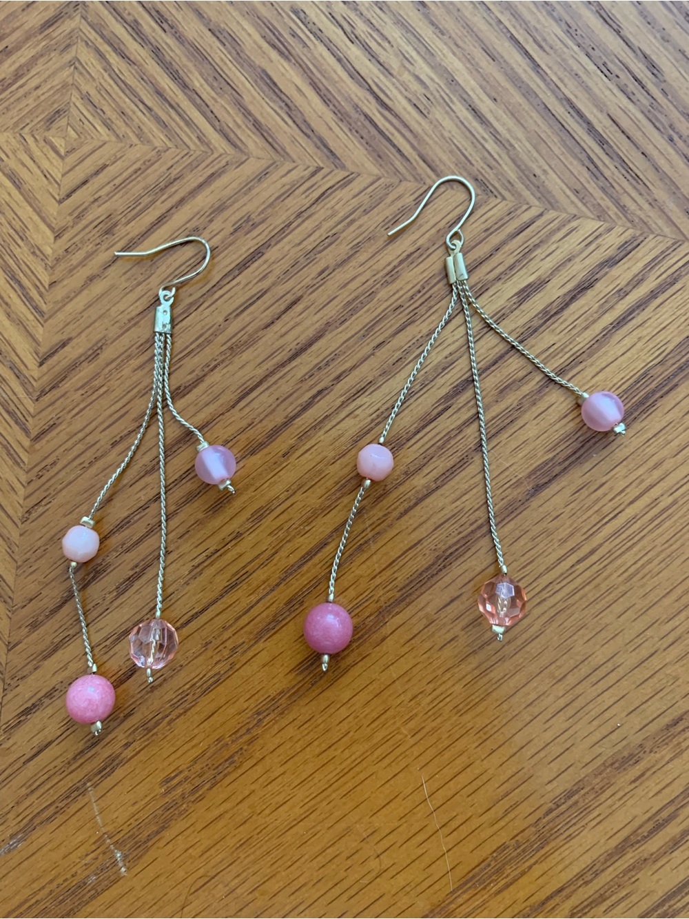 Delicate Pink Bead Dangle Earrings - Women Jewelry